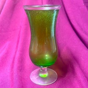 Pottery Barn Green Bubble Glass. 8” tall